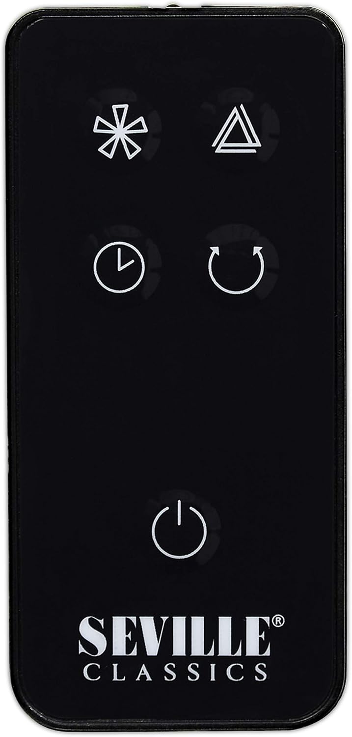 Seville Classics UltraSlimline Indoor Bladeless Oscillating Tower Fan Quiet Cooling LED Display Space-Saving for Home w/Remote and 7.5H Timer, Black, 40" 5-speed (115 degrees)