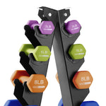 HolaHatha Neoprene Dumbbell Weights Set w/ Rack, Home Gym Equipment, 146 Lbs, Multicolor - Portable Weighted Exercise Dumbbells for Fitness, Training, and Lifting Workouts