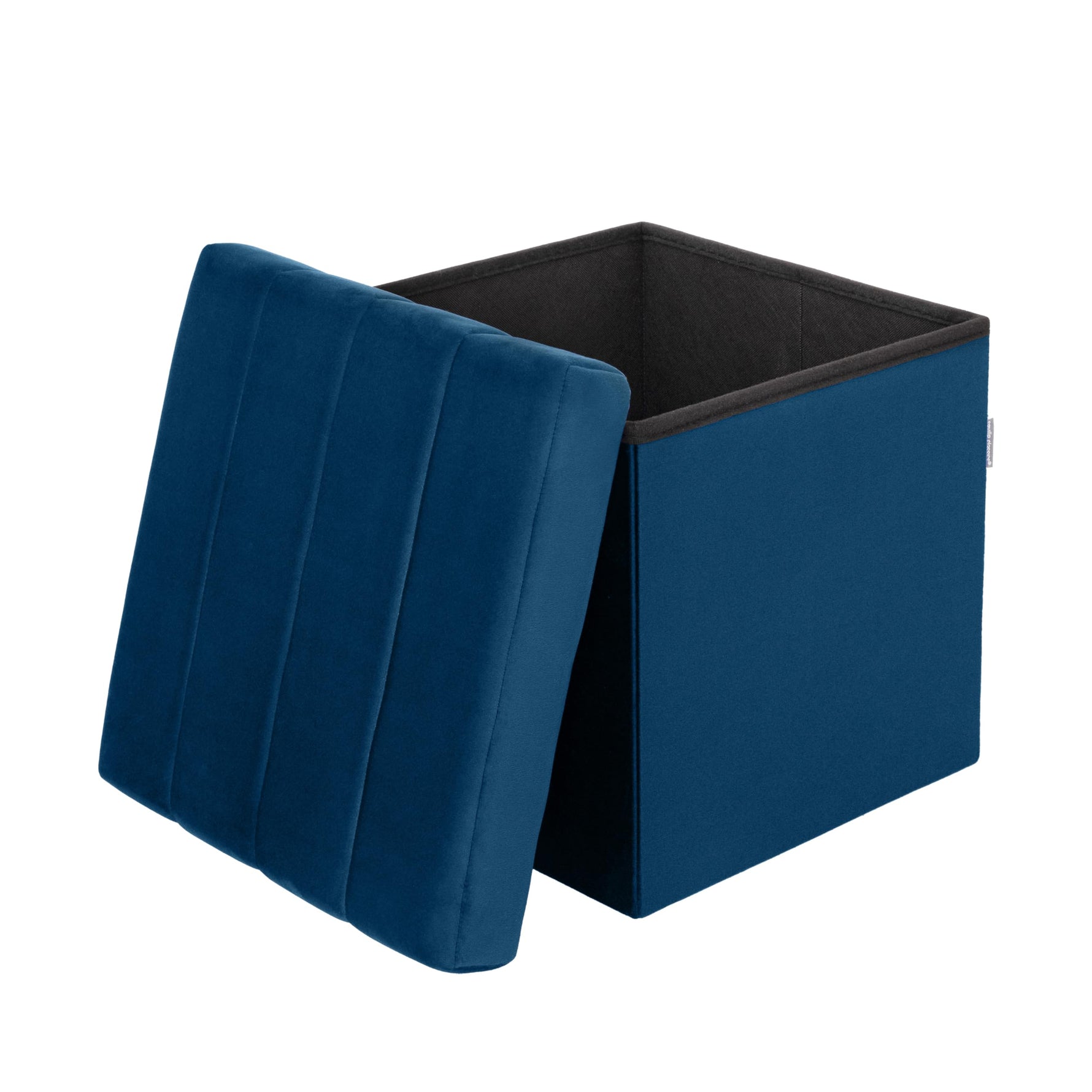 Seville Classics Cushioned Fabric Ottoman Hidden Storage Chest Footrest Chair, Padded Seat for Bedroom, Dorm, Loft, Living Room, Entryway, Hallway, Blue Velvet, 30" Bench