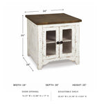 Signature Design by Ashley Wystfield Farmhouse End Table with Storage, Distressed White & Brown Finish