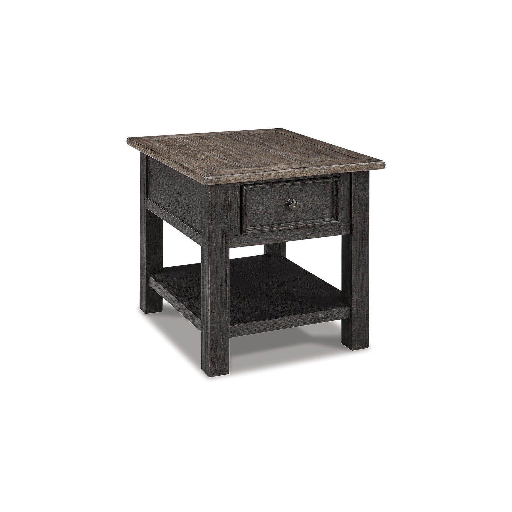 Signature Design by Ashley Bolanburg End Table for Living Room, Two-Tone Distressed Wood Side Table with Smooth-Gliding Drawer, Farmhouse Plank-Style Top, Ideal Night Stand Use, Antique White/Oak