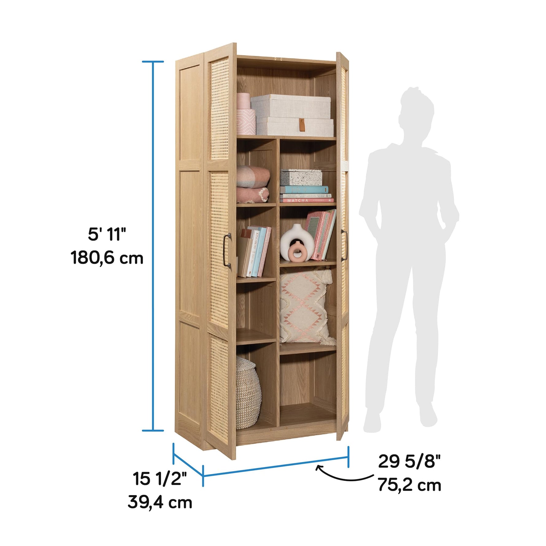 Sauder Select Storage Cabinet, Pantry Cabinet Kitchen Storage with Adjustable Shelves, Utility Room Storage Cabinet, in Reclaimed Pine