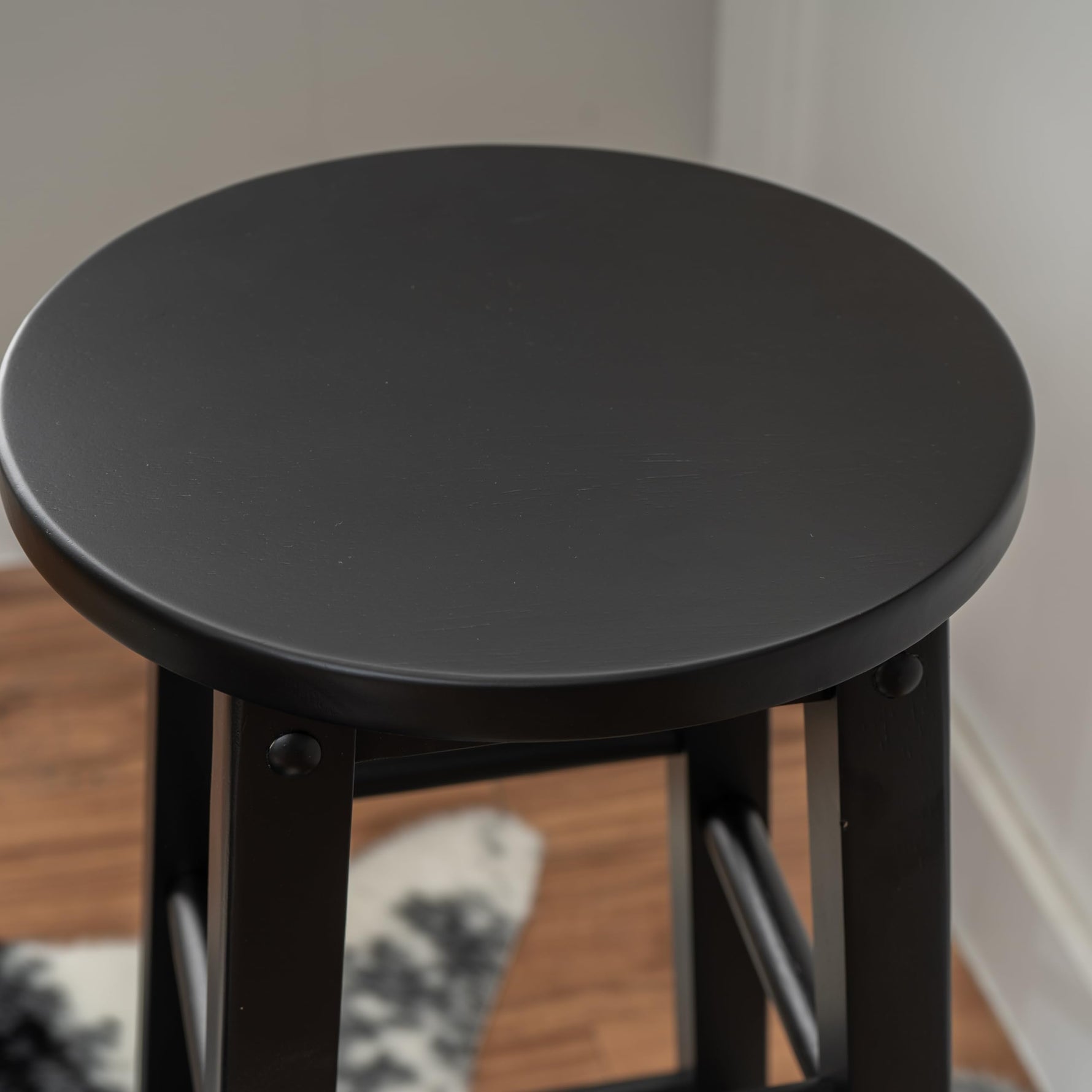 Linon Natural Barstool with Round Seat, 24-Inch