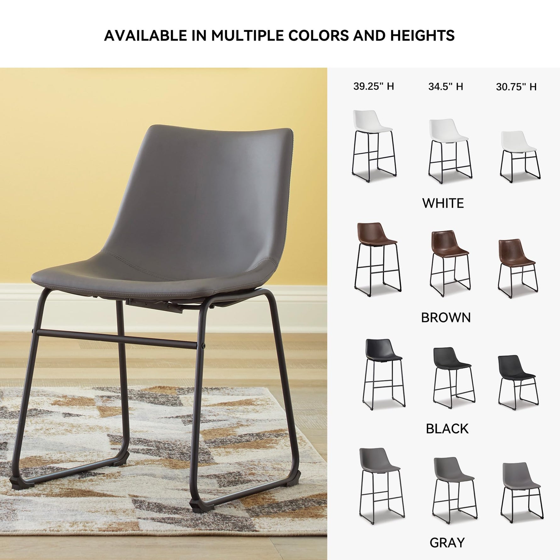 Signature Design by Ashley Mid Century Centiar 18.75" Dining Bucket Chair, 2 Count, Black and Brown