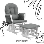 Storkcraft Premium Hoop Glider & Ottoman (Espresso with Beige) — GREENGUARD Gold Certified, Solid Wood Craftsmanship, Convenient Storage Pockets, Glider Rocking Chair for Nursery, Multi-Award-Winning
