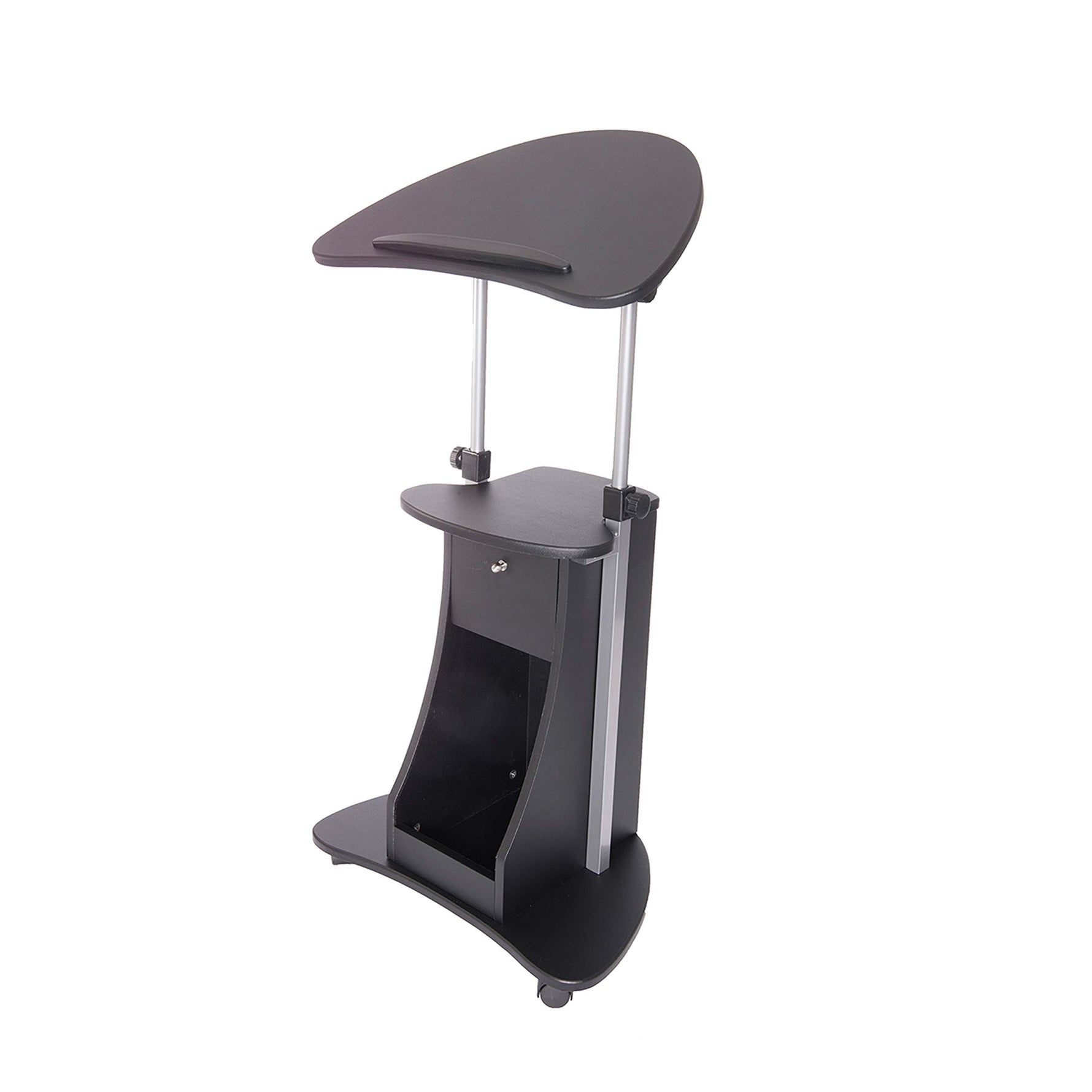 Techni Mobili Sit-to-Stand Rolling Adjustable Height Laptop Cart with Storage, Graphite, 22 x 16 x 46
