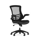 Flash Furniture Kelista Mid-Back Swivel Office Chair with Adjustable Seat Height, Ergonomic Mesh Desk Chair with Flip-Up Armrests, Black