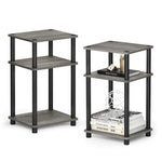 Furinno JUST Side Table, 3-Tier End Table, Open Shelves Night Stand, Bedside Table, Toolless Assembly, for Living Room, Bedroom, Bathroom, Columbia Walnut
