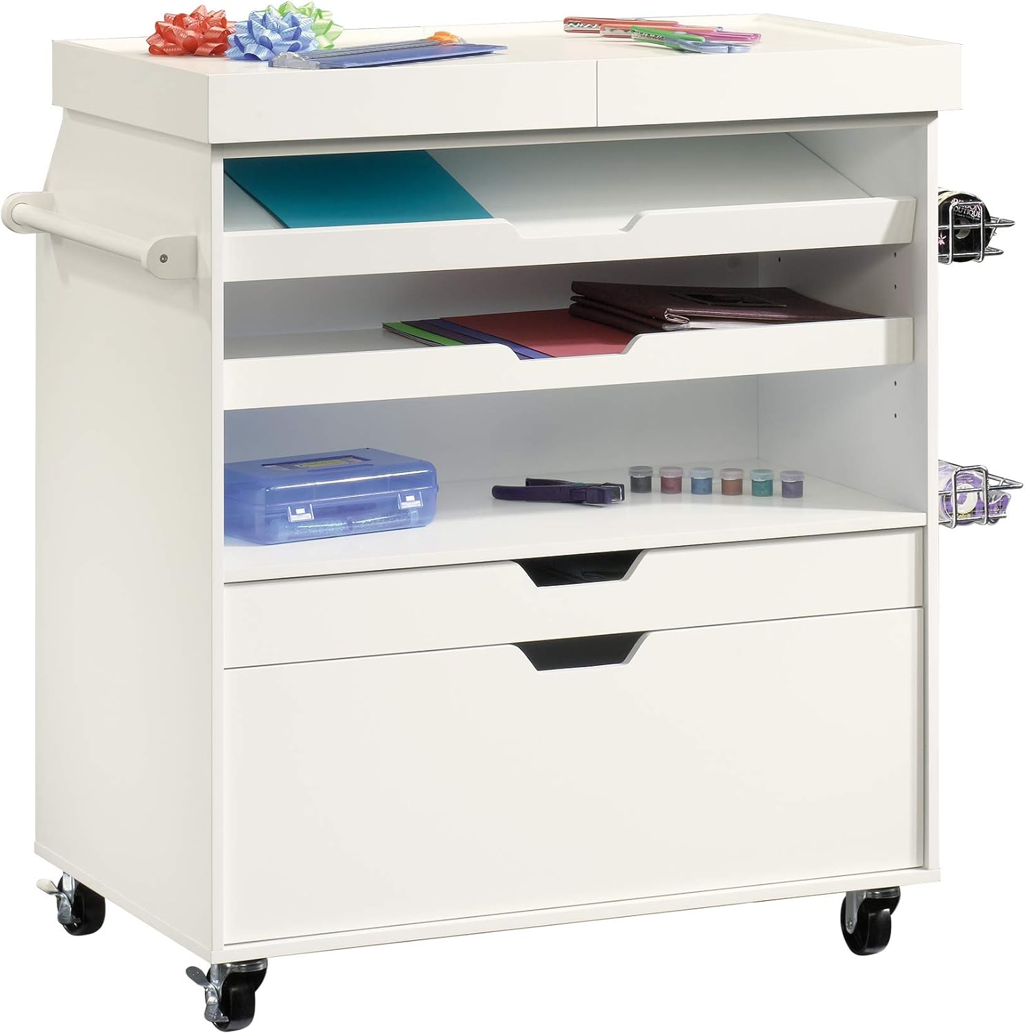 Sauder Craft Pro Series Craft Cart, Soft White finish