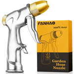 FANHAO Garden Hose Nozzle, 100% Heavy Duty Metal Spray Nozzle with Thumb Control, High Pressure Water Nozzle with 8 Adjustable Spray Patterns for Watering Plants, Washing Cars and Showering Pets