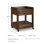Signature Design by Ashley Baldridge Office Printer Stand, Storage, Electrical Outlets, USB Charing Ports, Wood, 21" W x 18" D x 24.63" H, Brown