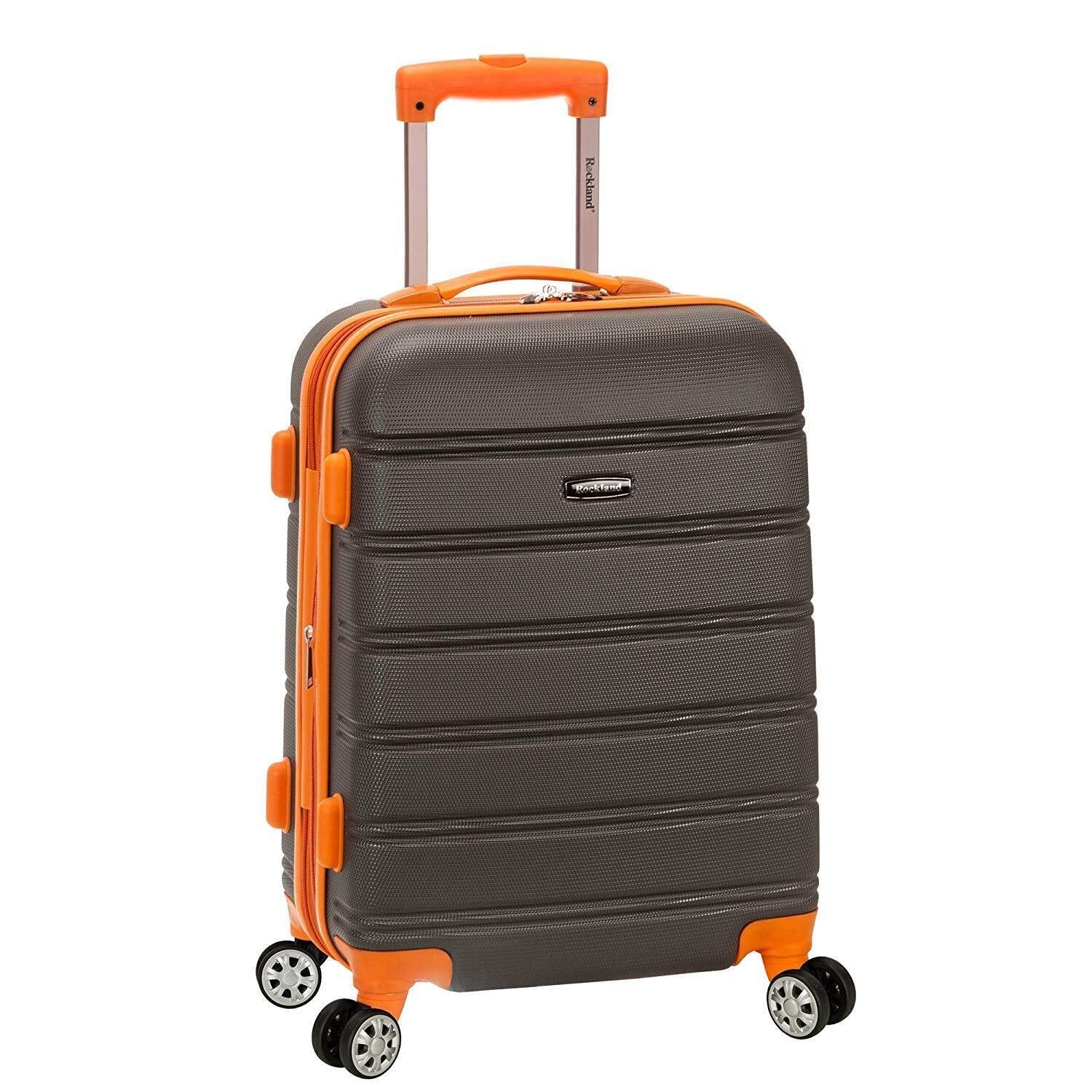 Rockland Melbourne Hardside Expandable Spinner Wheel Luggage, Checked Large 28", Black