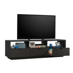 Sauder Harvey Park Modern TV Stand Media Console Credenza with Drawers and Storage Shelves, in Raven Oak