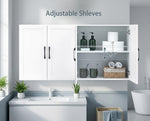 Wall Cabinet with Adjustable Shelves, Laundry Room Cabinet with 4 Doors, Kitchen Storage Cupboard Cabinet, Wall Mount Medicine Cabinet for Bathroom, Living Room, White