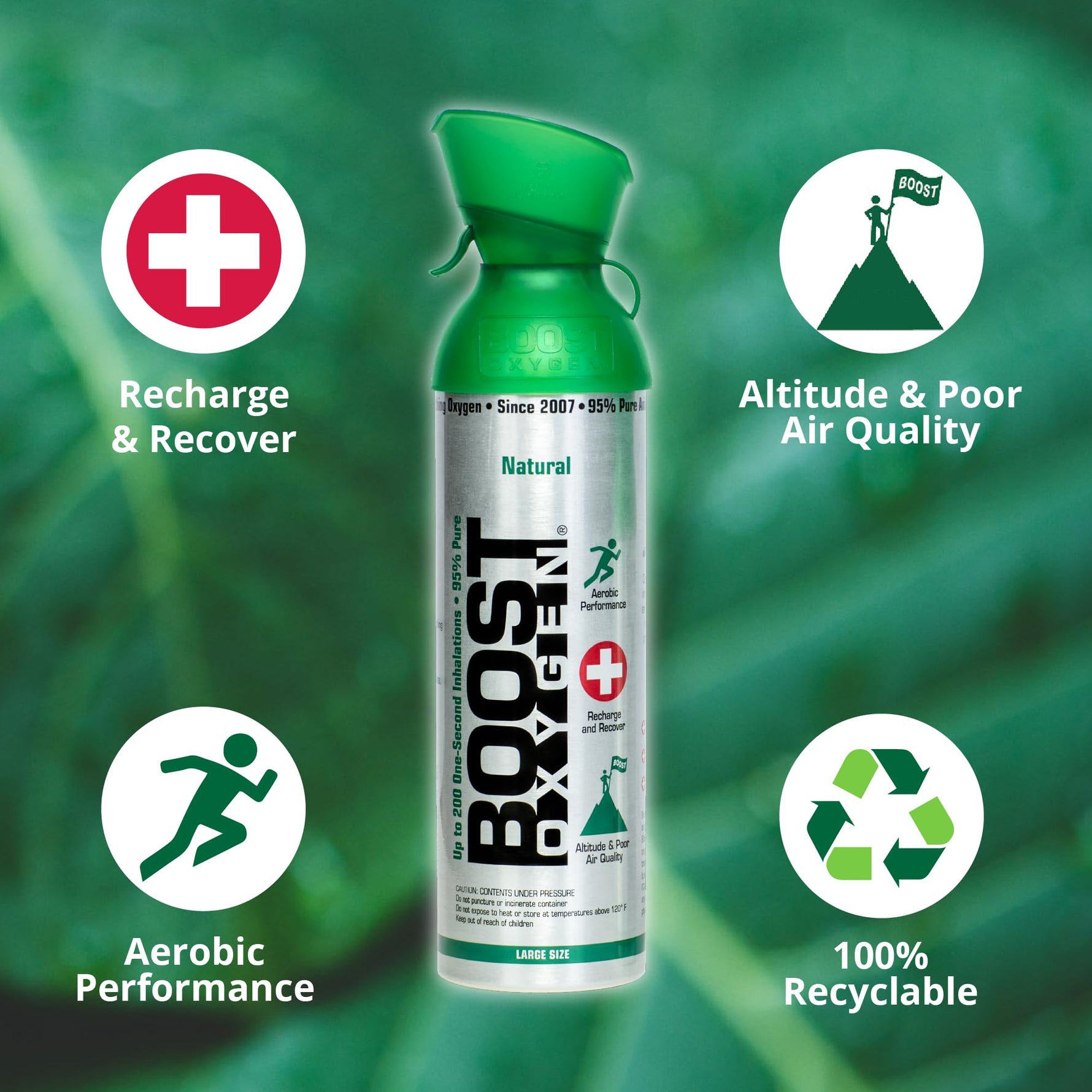 Boost Oxygen Large Natural 10 Liter Canister | Respiratory Support for Aerobic Recovery, Altitude, Performance and Health (3 Pack)