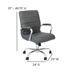 Flash Furniture Whitney Mid-Back Swivel LeatherSoft Desk Chair with Wheels, Padded Seat and Armrests, Adjustable Height Padded Office Chair, Black