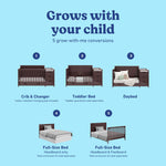 Graco Hadley 5-in-1 Convertible Crib with Drawer – GREENGUARD Gold Certified, Fits Standard Crib Mattress, Converts to Toddler Bed, Daybed and Full Bed, 4 Adjustable Mattress Heights (White)