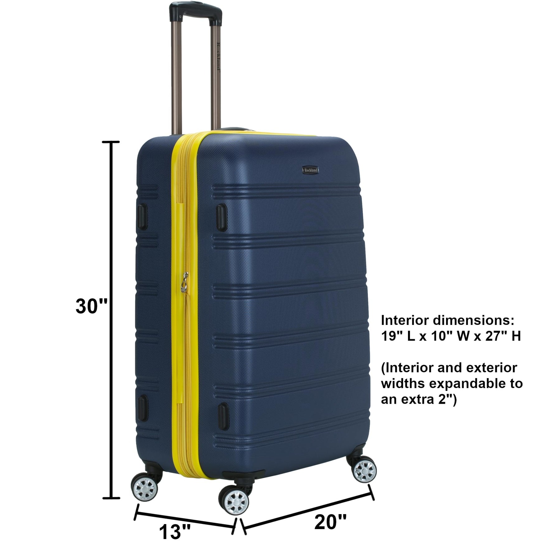Rockland Melbourne Hardside Expandable Spinner Wheel Luggage, Checked Large 28", Black