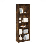 Furinno Jaya Book Shelf, 5-Tier Bookshelf, Bookcase with Adjustable Shelves, 9.5 x 24.5 x 71.2, for Organization and Storage, for Living Room, Bedroom, Home Office, Blackwood