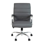 Flash Furniture Whitney Mid-Back Swivel LeatherSoft Desk Chair with Wheels, Padded Seat and Armrests, Adjustable Height Padded Office Chair, Black