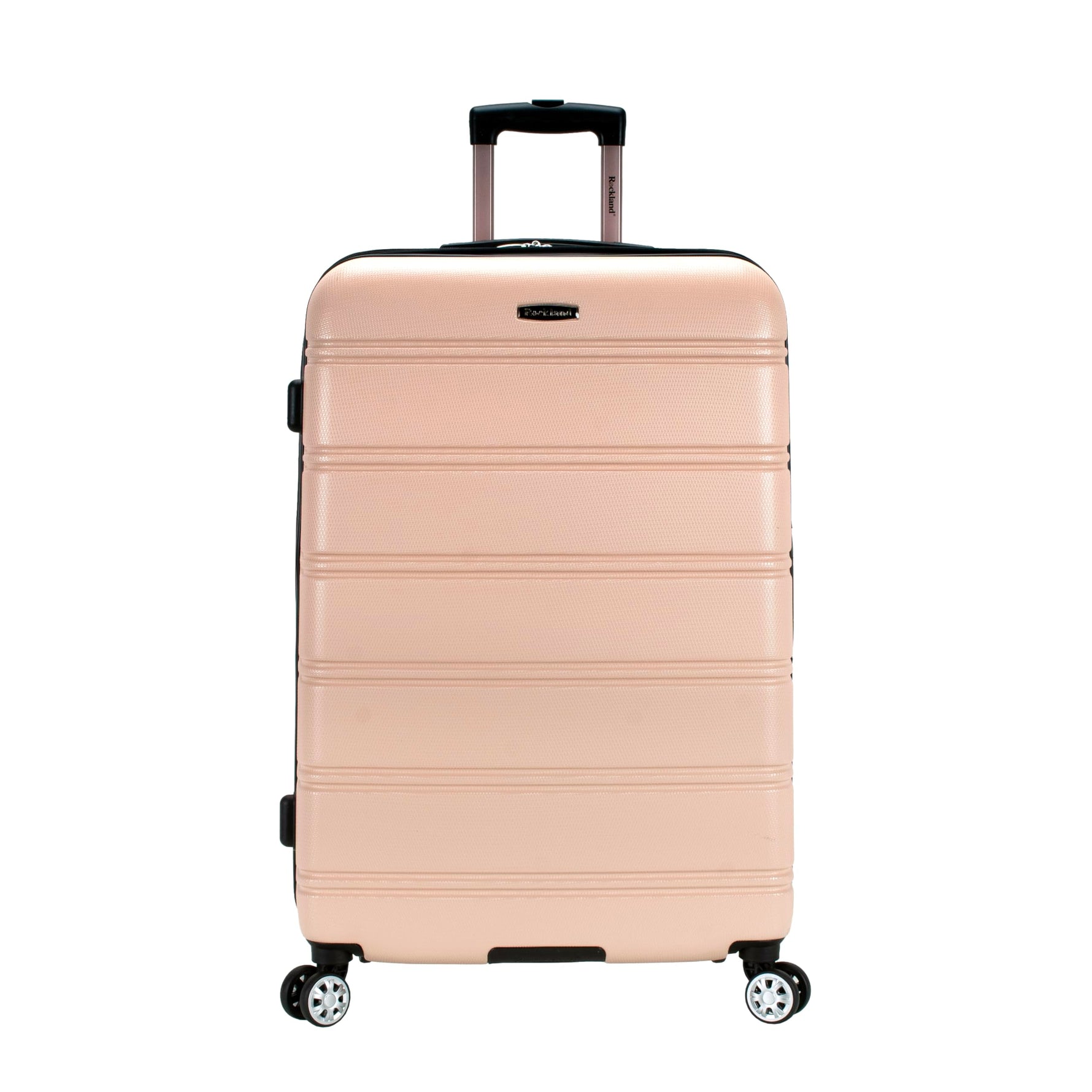 Rockland Melbourne Hardside Expandable Spinner Wheel Luggage, Checked Large 28", Black