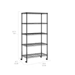5-Tier Steel Wire Shelving, 30"W x 14"D x 61.5"H | Durable solid steel wire storage rack with adjustable shelves featuring 300 pounds per shelf weight capacity for home use