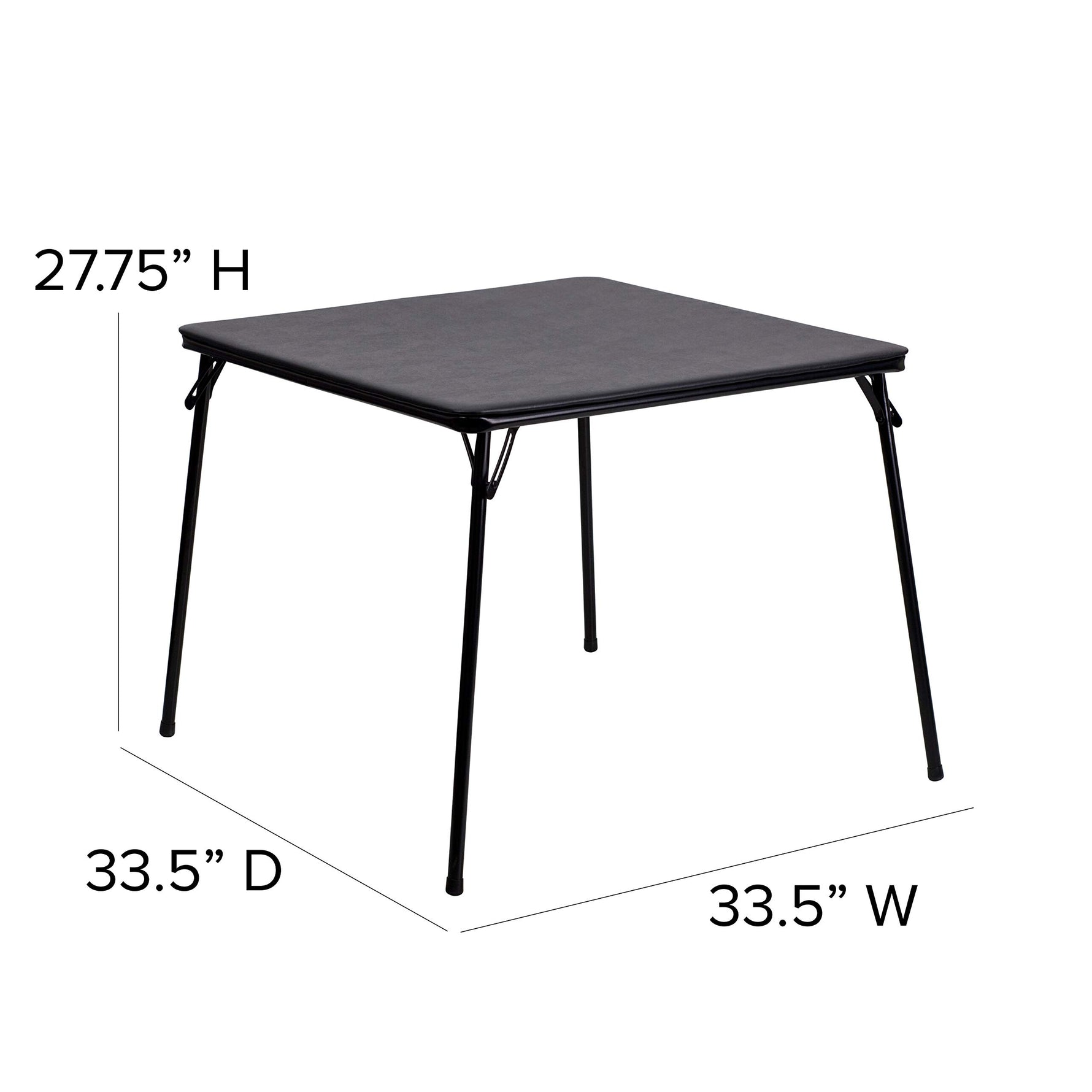 Flash Furniture Madelyn 33.5" Square Folding Multipurpose Card Table with Padded Vinyl Top, Portable Folding Game Table for 4 Players, Black