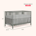 Dream On Me Synergy 5-in-1 Convertible Full-Size Baby Crib with Toddler, Day & Full Bed Conversion in White, GreenGuard Gold & BSA, 3 Mattress Heights, Sustainable Pinewood