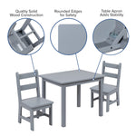 Flash Furniture Kyndl Kids Solid Hardwood Table and Chair Set for Playroom, Bedroom, Kitchen - 3 Piece Set - Natural