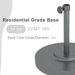 California Umbrella 50 lbs. Round Concrete Weighted Powdercoated Steel Umbrella Base, Black Frame, One Size , CFMT160-Black