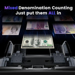 Aneken Mixed Denomination Money Counter with Counterfeit Detection, Touch Screen, and 2CIS/UV/MG/IR/DD/DBL/HLF/CHN, Value and Mixed Counting for Accurate Cash Counting, Gray