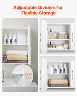 VEVOR Laundry Room Wall Cabinet, 2-Tier Wall Mounted Hanging Cabinet with Adjustable Shelf, Cupboard Storage with 2 Doors, for Kitchen, Bathroom, Laundry, 11.8 x 23.6 x 23.6 in (D x W x H), White