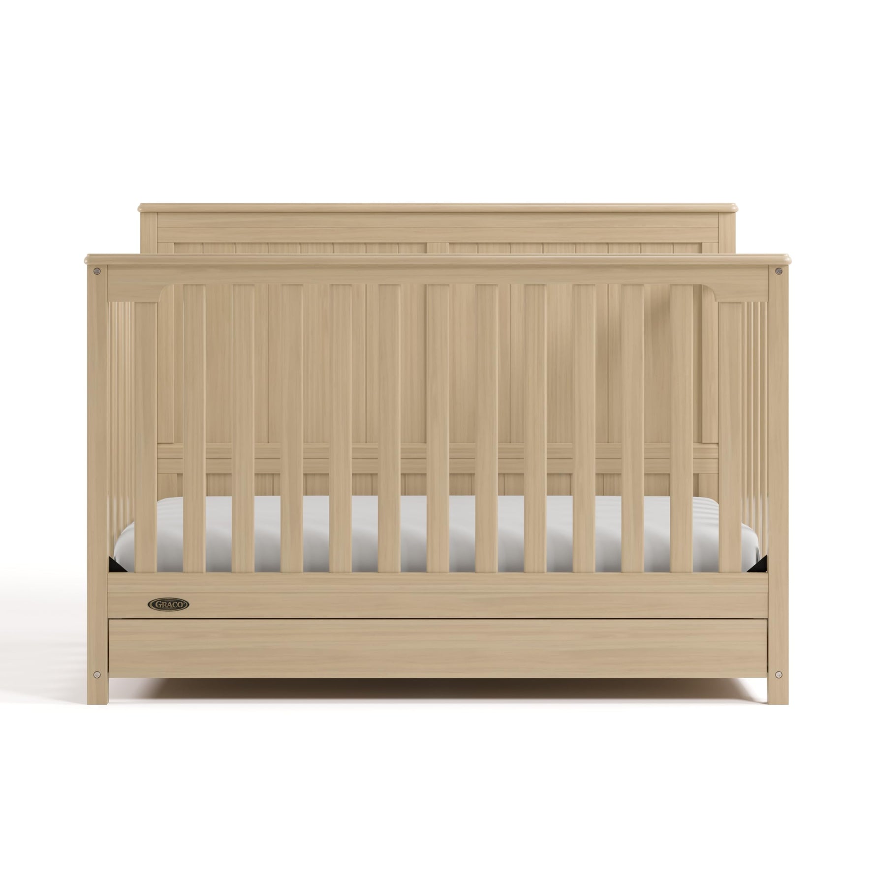 Graco Hadley 5-in-1 Convertible Crib with Drawer – GREENGUARD Gold Certified, Fits Standard Crib Mattress, Converts to Toddler Bed, Daybed and Full Bed, 4 Adjustable Mattress Heights (White)