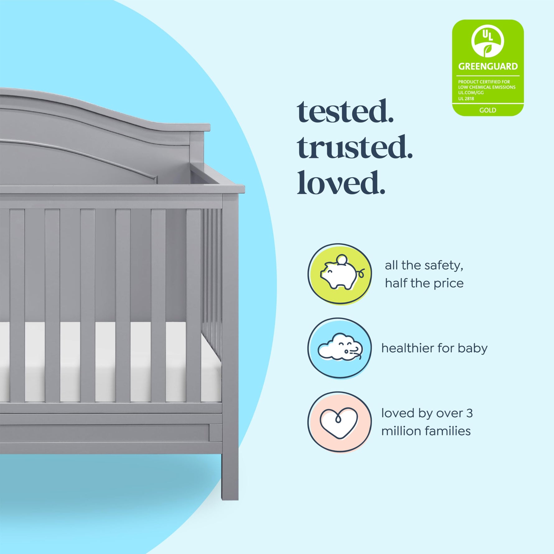 Davinci Charlie 4-in-1 Convertible Crib - GREENGUARD Gold Certified - Converts from Baby Crib to Toddler Bed, Daybed, and Full-Size Bed Effortlessly - 4 Adjustable Heights - Wooden White Baby Bed