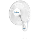 Hurricane 16" Supreme Oscillating Wall Mount Fan w/ 3 Quiet Speeds, White - Corded Electric Air Cooling Unit w/ Easy Pull Cord Controls for Homes, Greenhouses, Garages, Workshops & Gyms