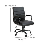 Flash Furniture Whitney Mid-Back Swivel LeatherSoft Desk Chair with Wheels, Padded Seat and Armrests, Adjustable Height Padded Office Chair, Black