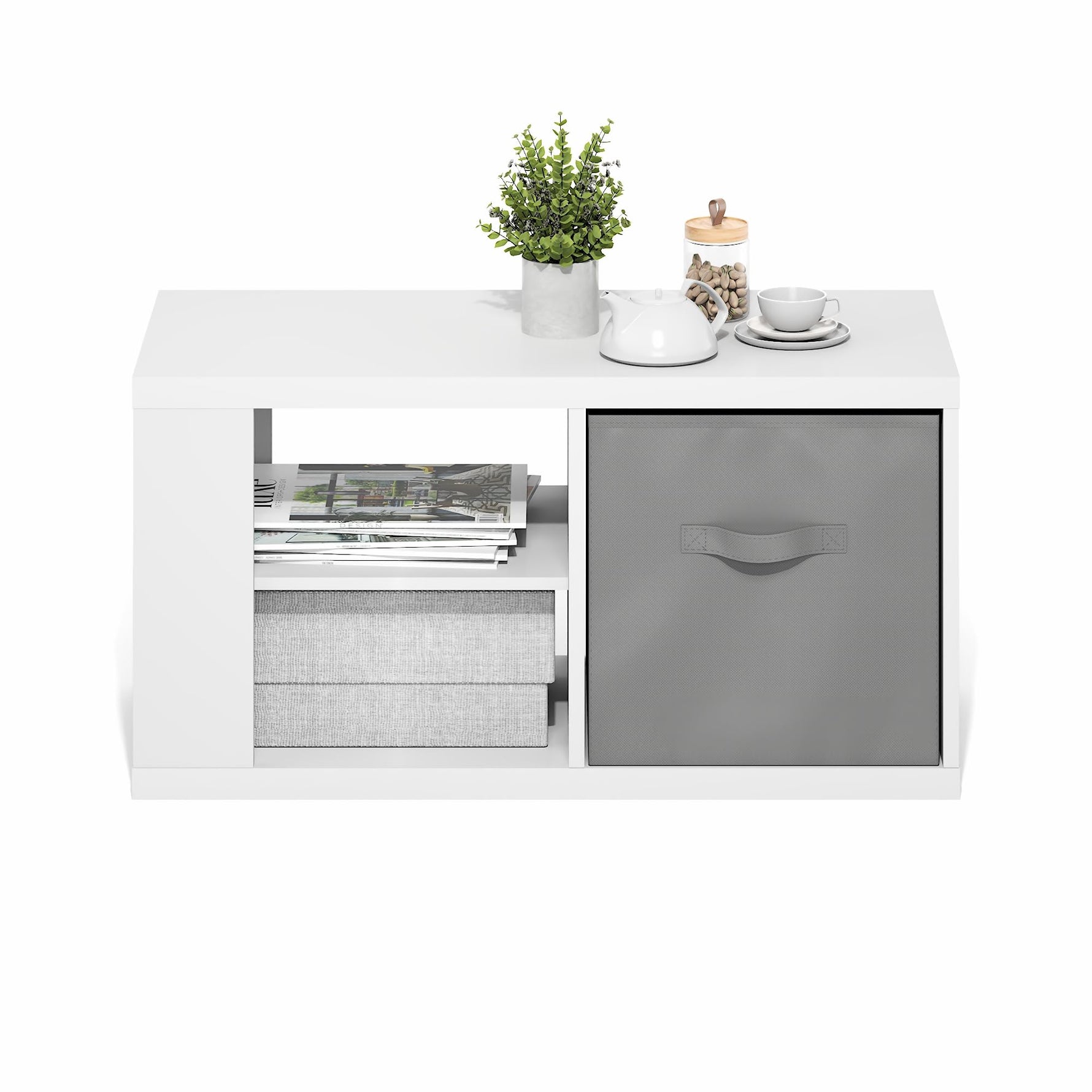 Furinno CLASSIC Coffee Table, Modern Rectangle Coffee Table with 1.8" Triple Thick Tabletop, Side Table, Toolless Assembly, for Living Room, Home Office, Black