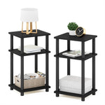 Furinno JUST Side Table, 3-Tier End Table, Open Shelves Night Stand, Bedside Table, Toolless Assembly, for Living Room, Bedroom, Bathroom, Columbia Walnut
