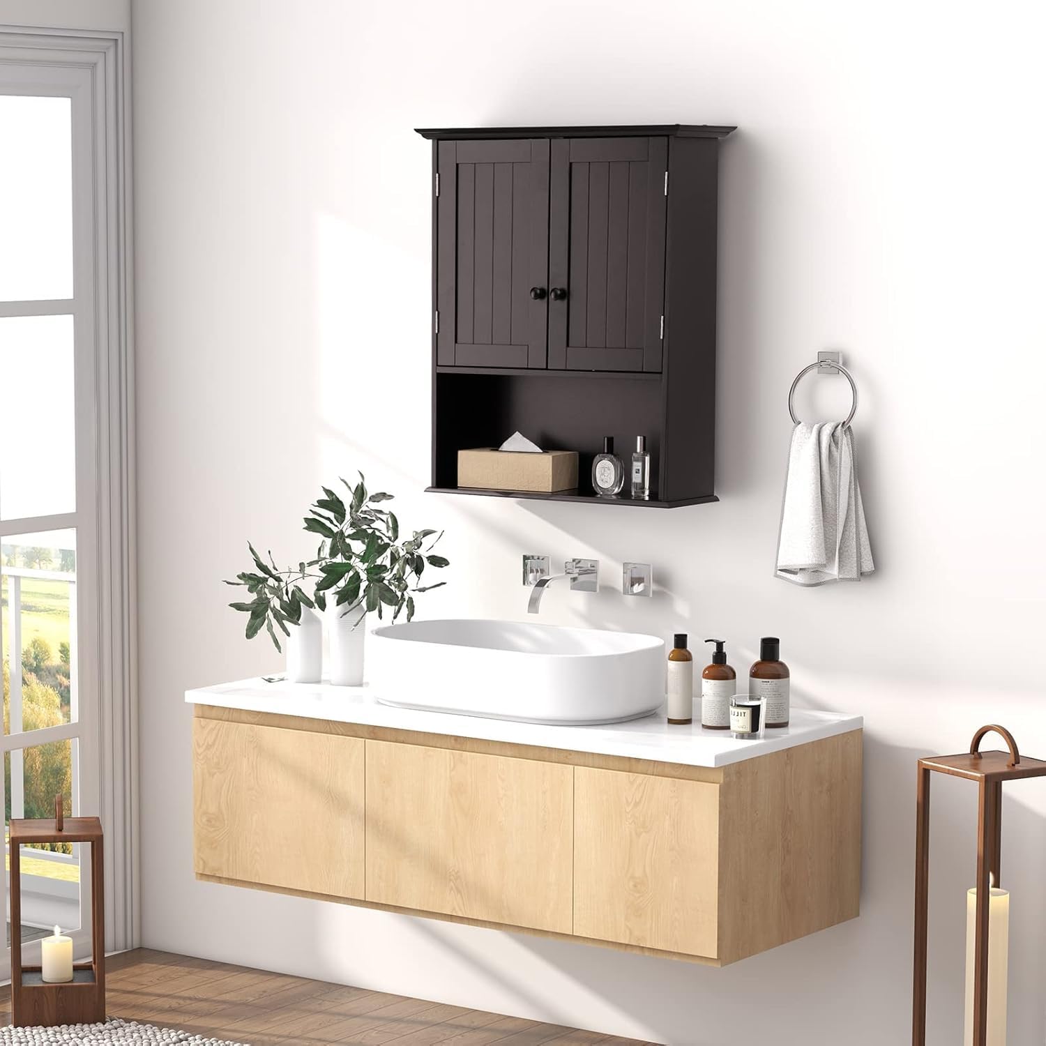 28" H x 23.5" W Wall Mount Medicine Cabinets with Adjustable Shelf and 2-Door for Bathroom Laundry Living Room
