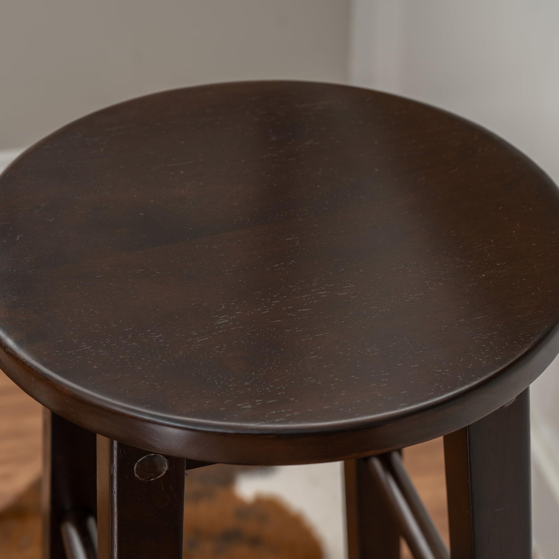 Linon Natural Barstool with Round Seat, 24-Inch