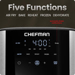 Chefman Air Fryer 8 Qt | TurboFry® 4-in-1 with 450°F Hi-Fry Option for Crispier Results | Bake, Dehydrate, Frozen | XL Nonstick Dishwasher-Safe Basket | Stainless Steel