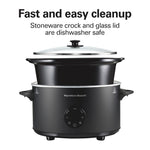 Hamilton Beach 6 Quart Set & Forget Programmable Slow Cooker with Defrost Function, Flexible Programming, Adjustable Countdown Timer, Large Dishwasher Safe Stoneware Crock and Glass Lid, Black (33765)