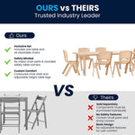 Flash Furniture Emmy Adjustable Classroom Activity Table with 6 Stackable Chairs, Plastic Activity Table for Kids, 23.625" W x 47.25" L, Blue/Gray
