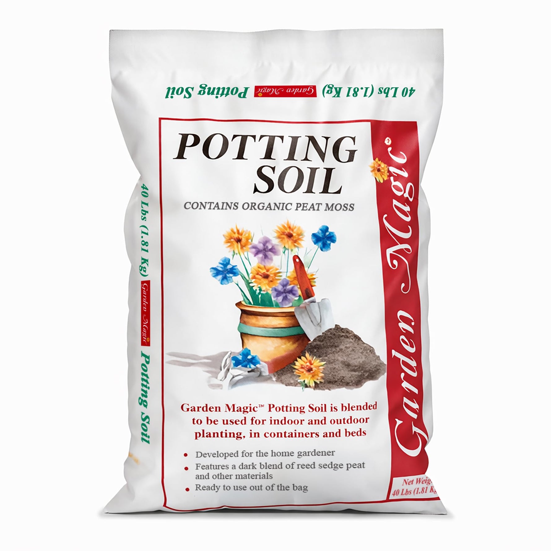Michigan Peat 40 Pound Bag of Garden Magic General Purpose Moisture Retaining Potting Soil Mix for Indoor and Outdoor Planting