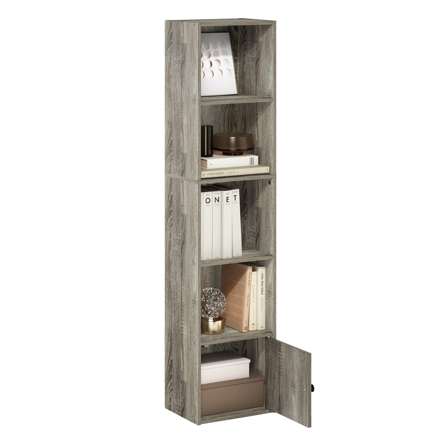Furinno LUDER Book Shelf, 5-Cube Bookshelf, Reversible Bookcase, 9.4 x 19.5 x 31.5, Easy Assembly, for Living Room, Bedroom, Home Office, White