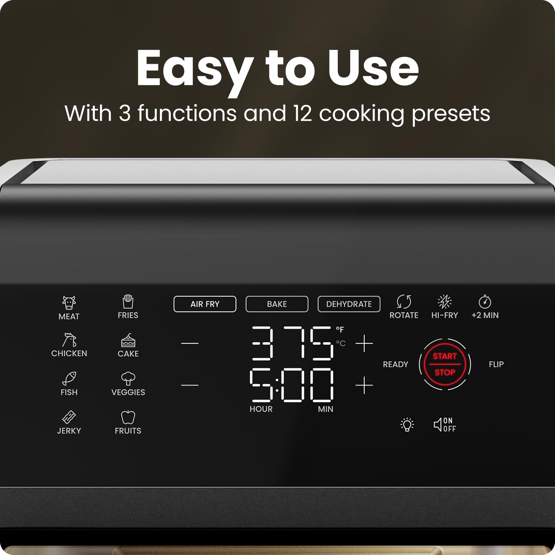 Chefman 12-Quart 5-in-1 Air Fryer Oven with Digital Timer, Touchscreen, and 12 Presets - Family Size Countertop Convection Oven, Dishwasher-Safe Parts