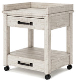Signature Design by Ashley Baldridge Office Printer Stand, Storage, Electrical Outlets, USB Charing Ports, Wood, 21" W x 18" D x 24.63" H, Brown