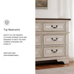 Signature Design By Ashley Realyn French Country Youth 6 Drawer Dresser, Chipped White & Brown
