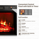 Naice 72" Electric Fireplace with Mantel and Cabinets, Fireplace TV Stand for Living Room Bedroom, Stacked Stone Surround and Remote Control 3D Realistic Flame, Black