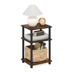 Furinno JUST Side Table, 3-Tier End Table, Open Shelves Night Stand, Bedside Table, Toolless Assembly, for Living Room, Bedroom, Bathroom, Columbia Walnut